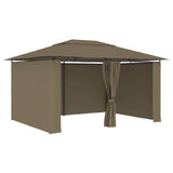 Garden Marquee with Curtains 4x3 m Taupe 180 g/m² - Front View