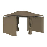 Garden Marquee with Curtains 4x3 m Taupe 180 g/m² - Side View