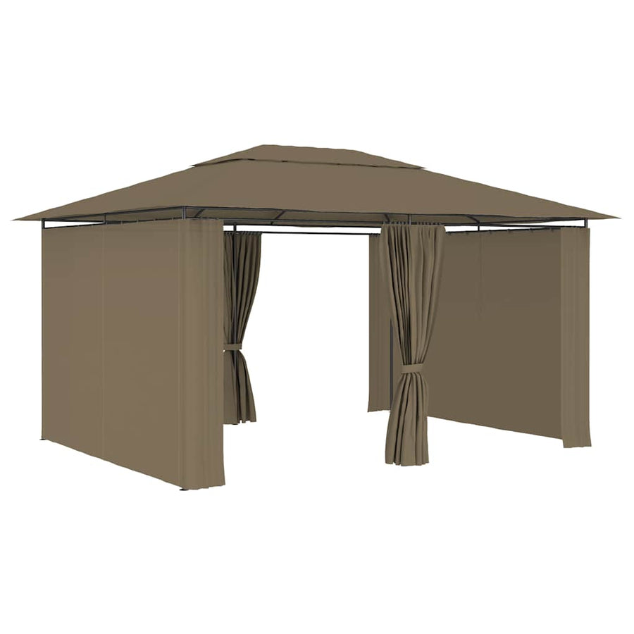 Garden Marquee with Curtains 4x3 m Taupe 180 g/m?