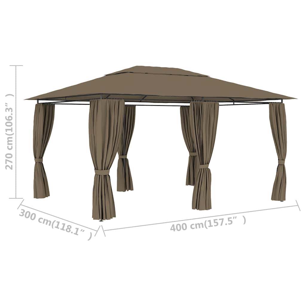 Garden Marquee with Curtains 4x3 m Taupe 180 g/m?