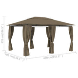 Garden Marquee with Curtains 4x3 m Taupe 180 g/m?