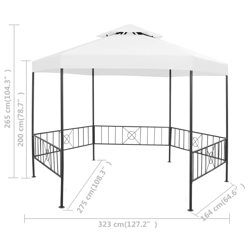 Garden Gazebo 323x275x265 cm White 180 g/m?