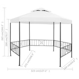 Garden Gazebo 323x275x265 cm White 180 g/m² - Low Angle