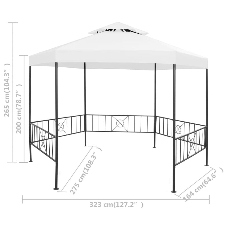 Garden Gazebo 323x275x265 cm White 180 g/m?