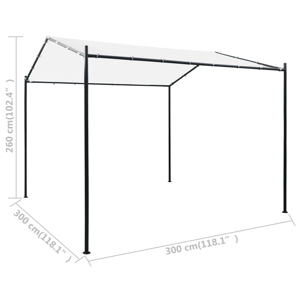 Gazebo 3x3x2.6 m White 180 g/m²