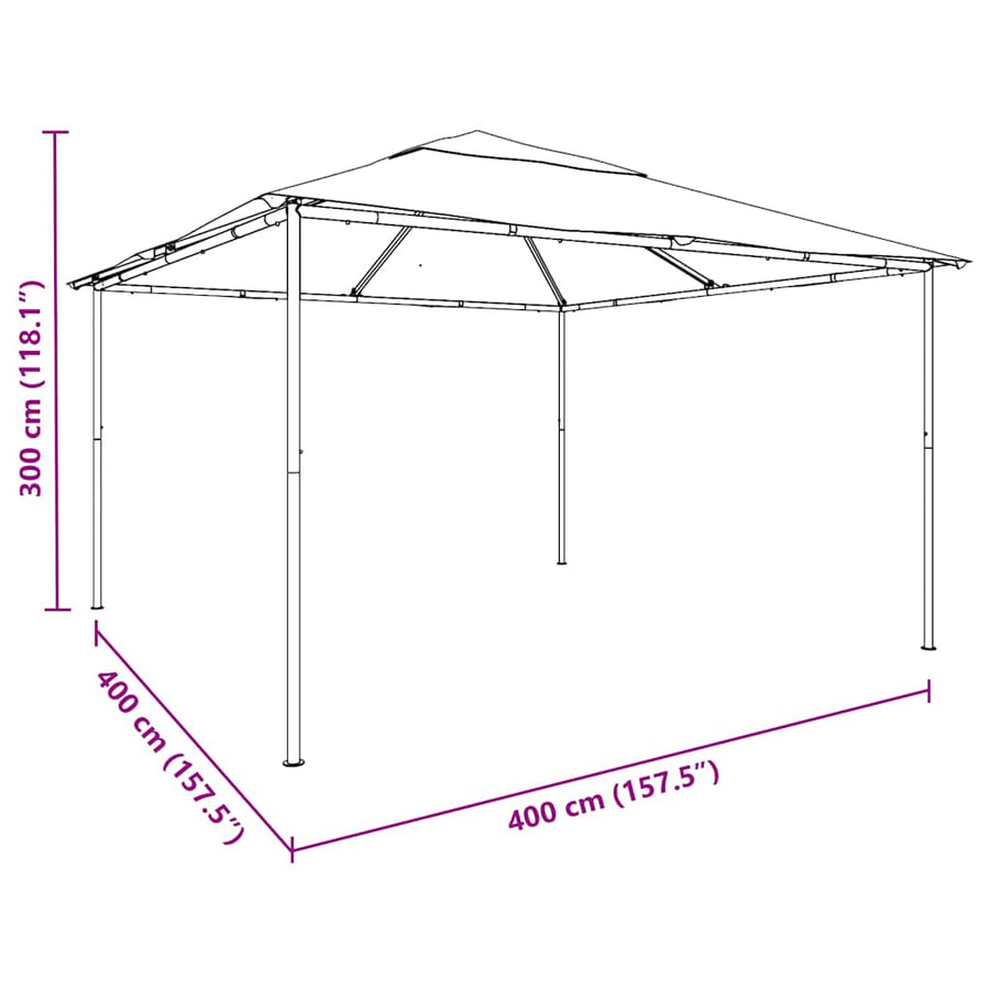 Gazebo 4x4x3 m Anthracite 180 g/m?