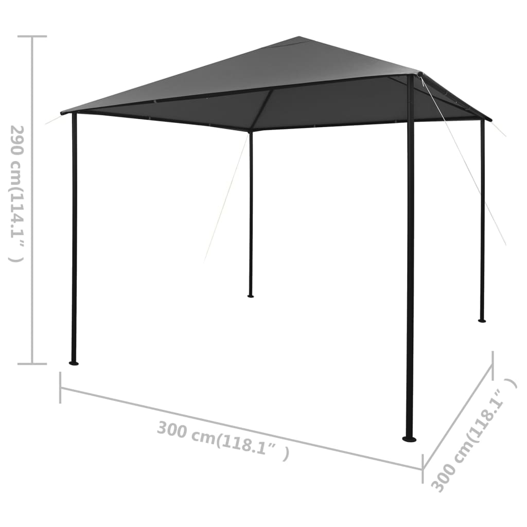 Gazebo 3x3 m Anthracite Fabric and Steel 180 g/m?