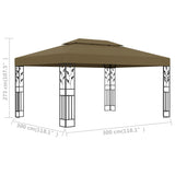 Gazebo with Double Roof 3x4 m Taupe 180 g/m? - Rear View