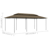 Gazebo 600x298x270 cm Taupe 180 g/m?