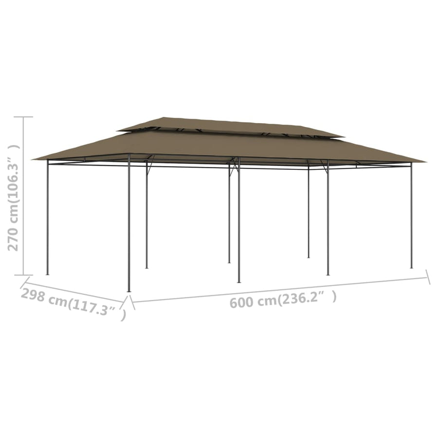 Gazebo 600x298x270 cm Taupe 180 g/m?