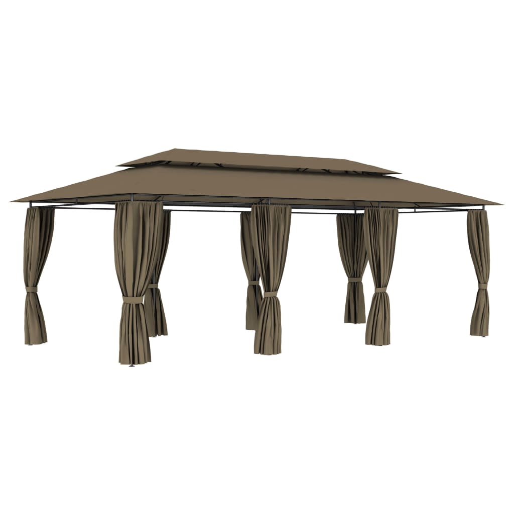 Gazebo with Curtains 600x298x270 cm Taupe 180 g/m?