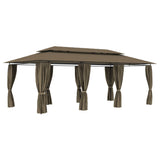 Gazebo with Curtains 600x298x270 cm Taupe 180 g/m?
