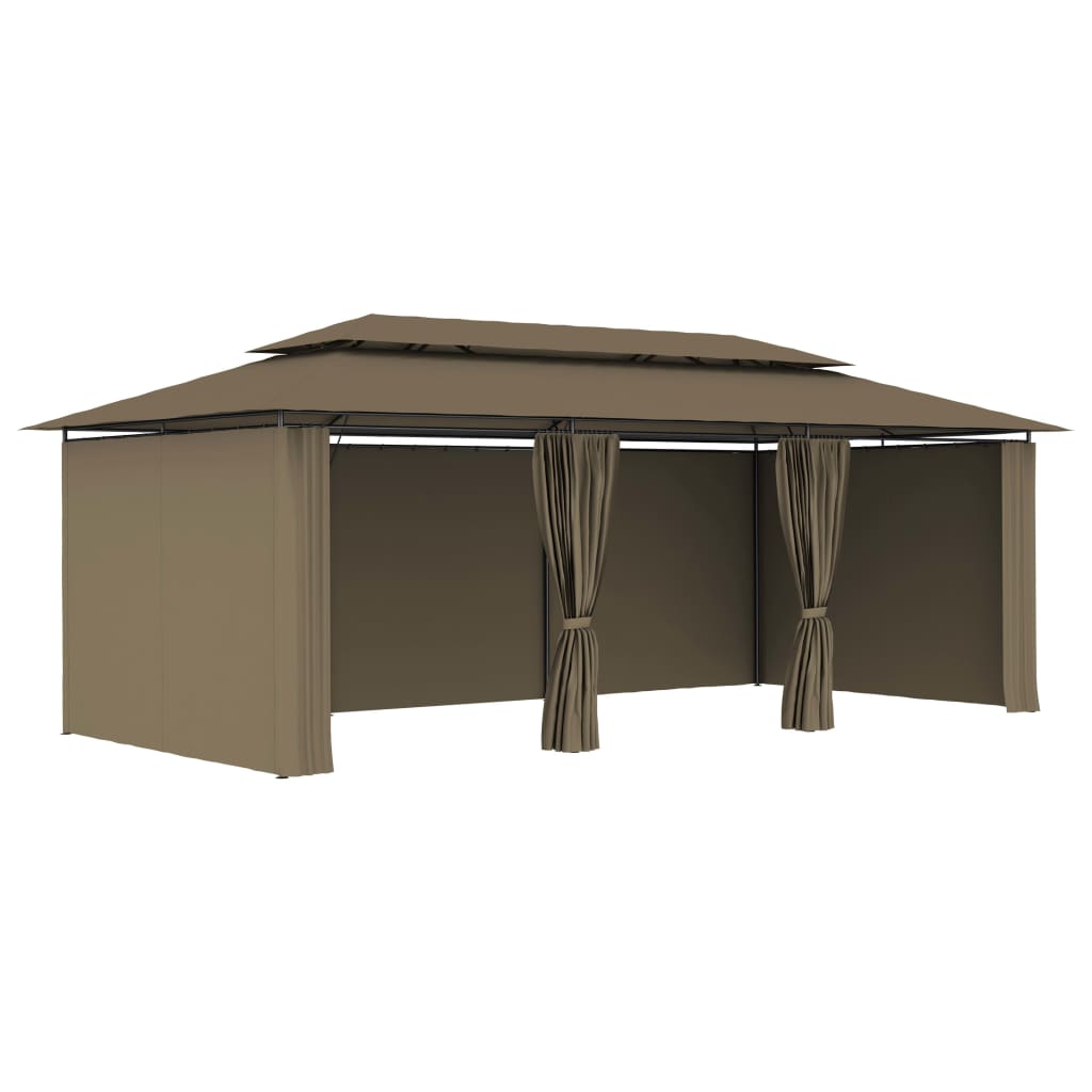 Gazebo with Curtains 600x298x270 cm Taupe 180 g/m?