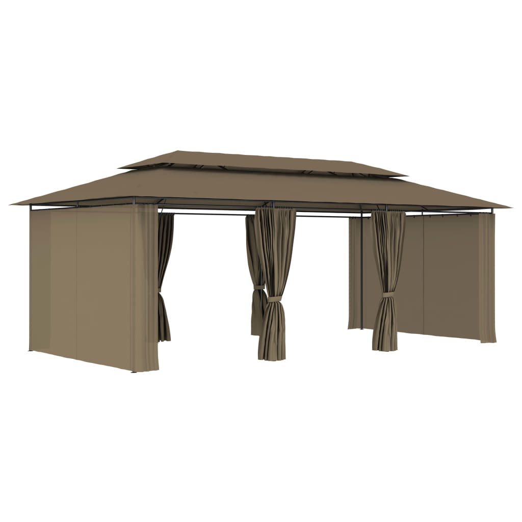 Gazebo with Curtains 600x298x270 cm Taupe 180 g/m?