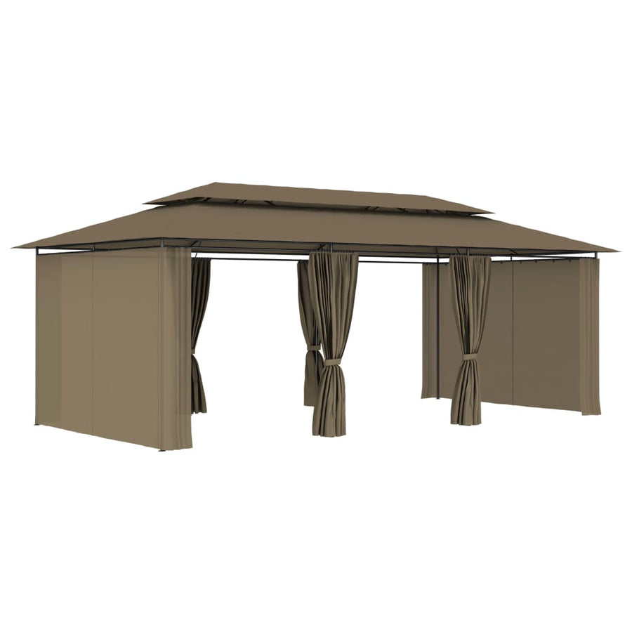 Gazebo with Curtains 600x298x270 cm Taupe 180 g/m?