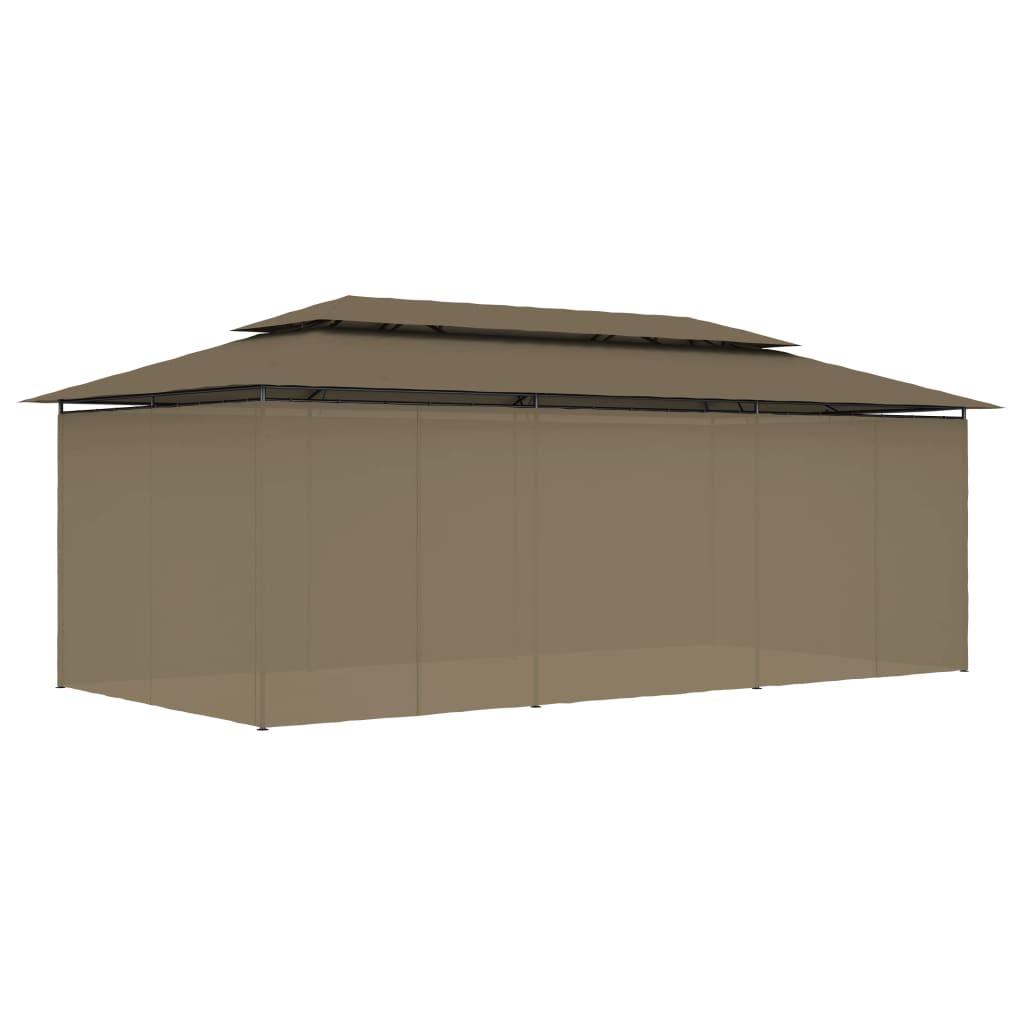 Gazebo with Curtains 600x298x270 cm Taupe 180 g/m?