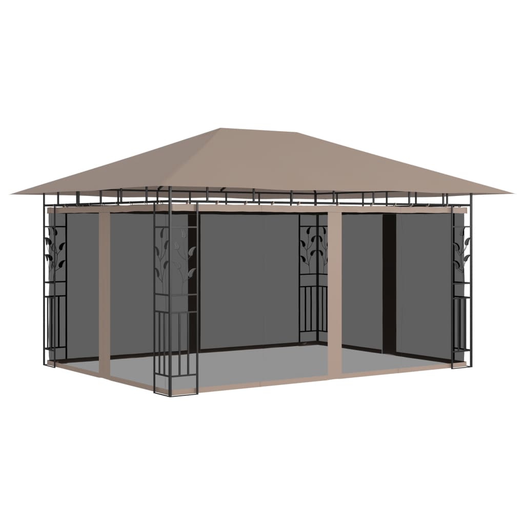 Gazebo with Mosquito Net 4x3x2.73 m Taupe 180 g/m?