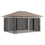 Gazebo with Mosquito Net 4x3x2.73 m Taupe 180 g/m?