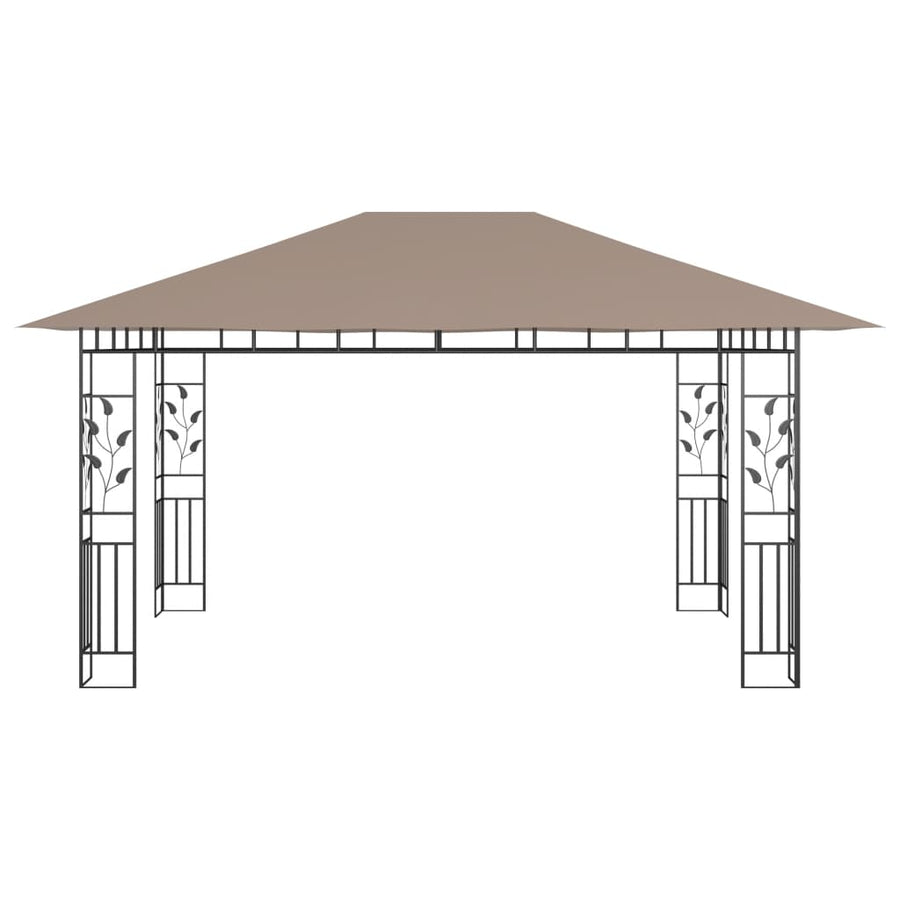 Gazebo with Mosquito Net 4x3x2.73 m Taupe 180 g/m?