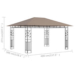 Gazebo with Mosquito Net 4x3x2.73 m Taupe 180 g/m?