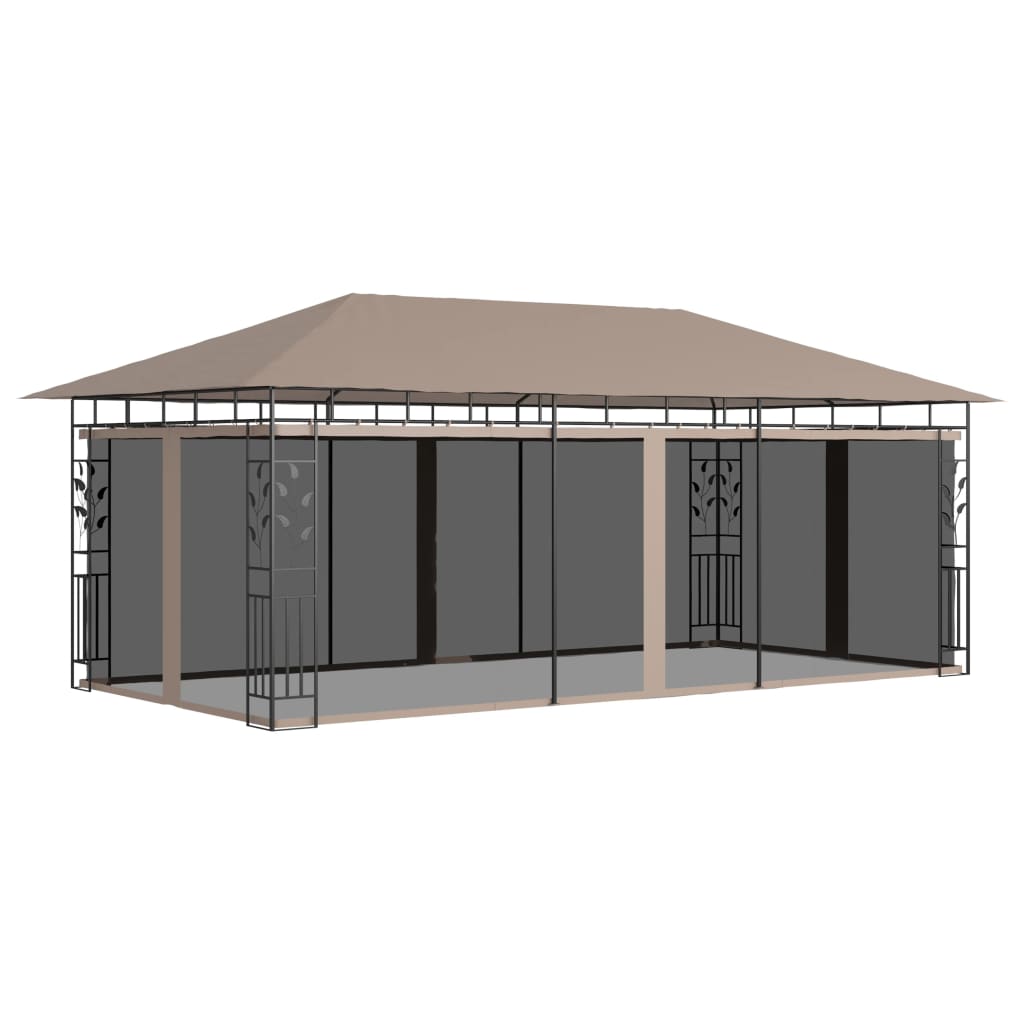 Gazebo with Mosquito Net 6x3x2.73 m Taupe 180 g/m?