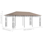 Gazebo with Mosquito Net 6x3x2,73 m Taupe 180 g/m²