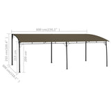Garden Sunshade Awning 6x3x2.55 m Taupe - Rear View
