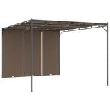 Garden Gazebo with Side Curtain 4x3x2.25 m Taupe - Front View