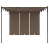 Garden Gazebo with Side Curtain 4x3x2.25 m Taupe - Side View