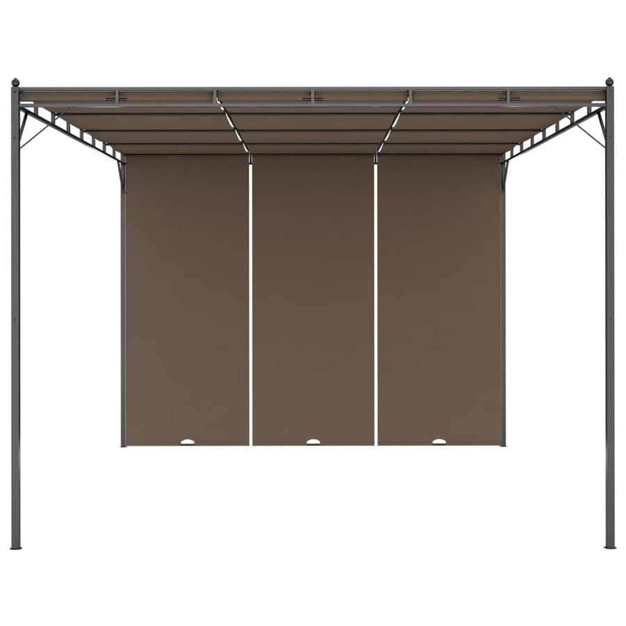 Garden Gazebo with Side Curtain 4x3x2.25 m Taupe