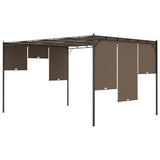 Garden Gazebo with Side Curtain 4x3x2.25 m Taupe - Close-Up Angle