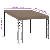 Wall-mounted Gazebo 3x3x2.5 m Taupe - Rear View