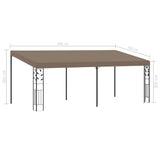 Wall-mounted Gazebo 6x3x2.5 m Taupe - Rear View
