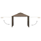 Gazebo with Double Extending Roofs 3x3x2.75 m Taupe 180g/m² - Side View