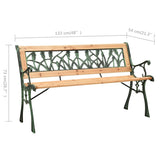 Garden Bench 122 cm Cast Iron and Solid Firwood - Rear View