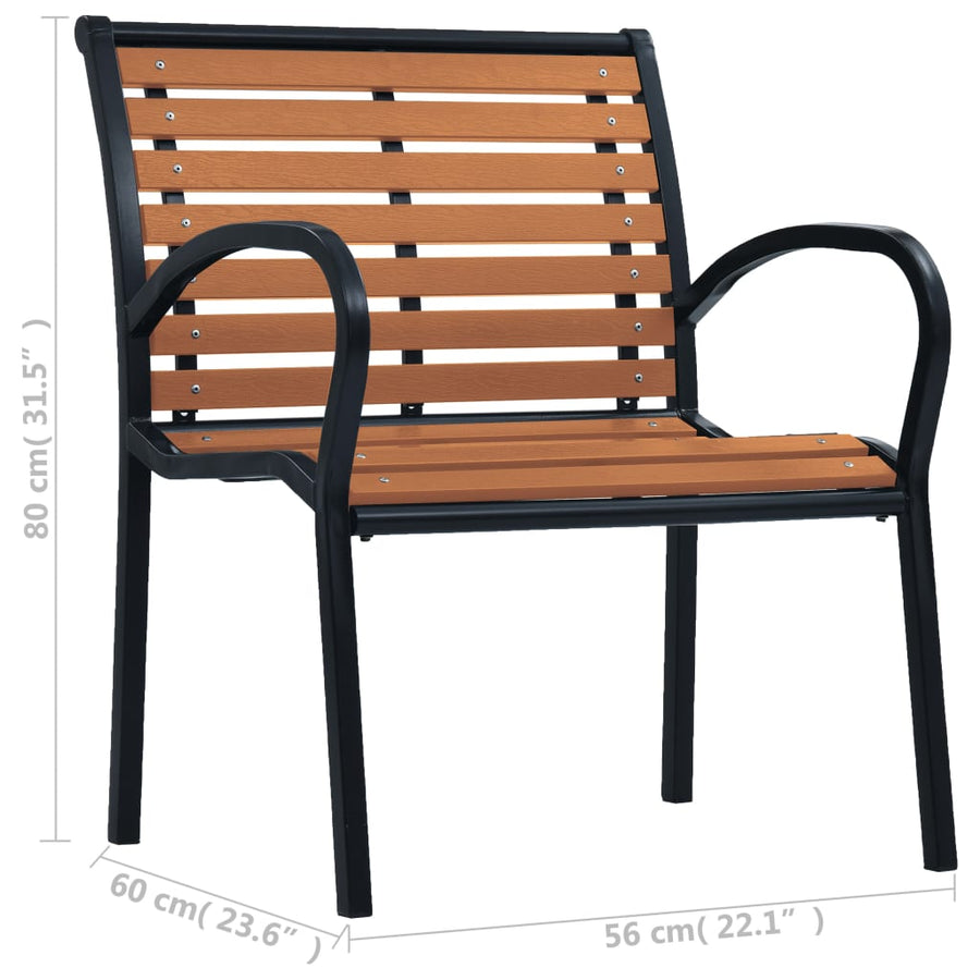 Garden Chairs 2 pcs Steel and WPC Black and Brown