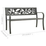 Garden Bench 125 cm Steel Grey - Rear View
