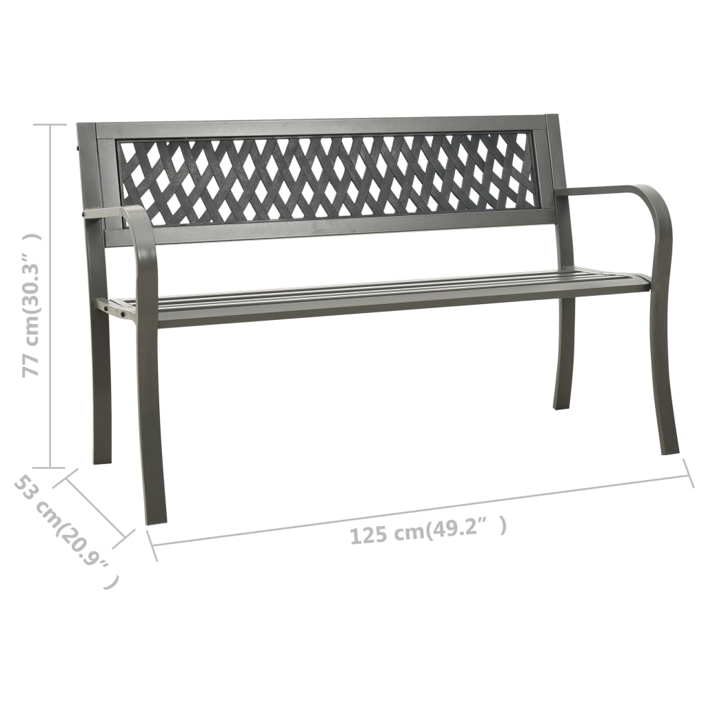 Garden Bench 125 cm Steel Grey