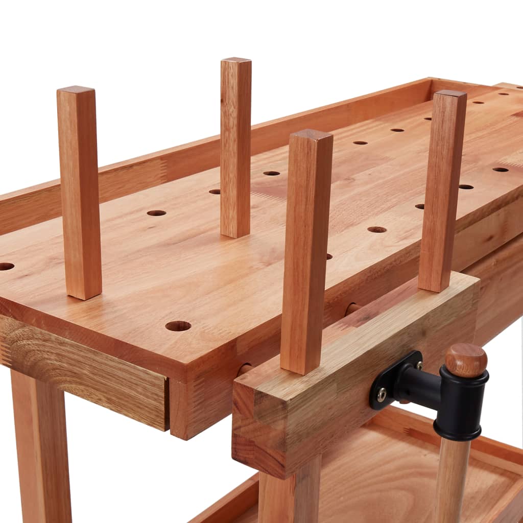 Carpentry Workbench With Drawer And 2 Vices Hardwood