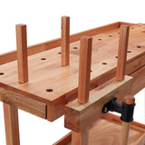 Carpentry Workbench With Drawer And 2 Vices Hardwood - Low Angle