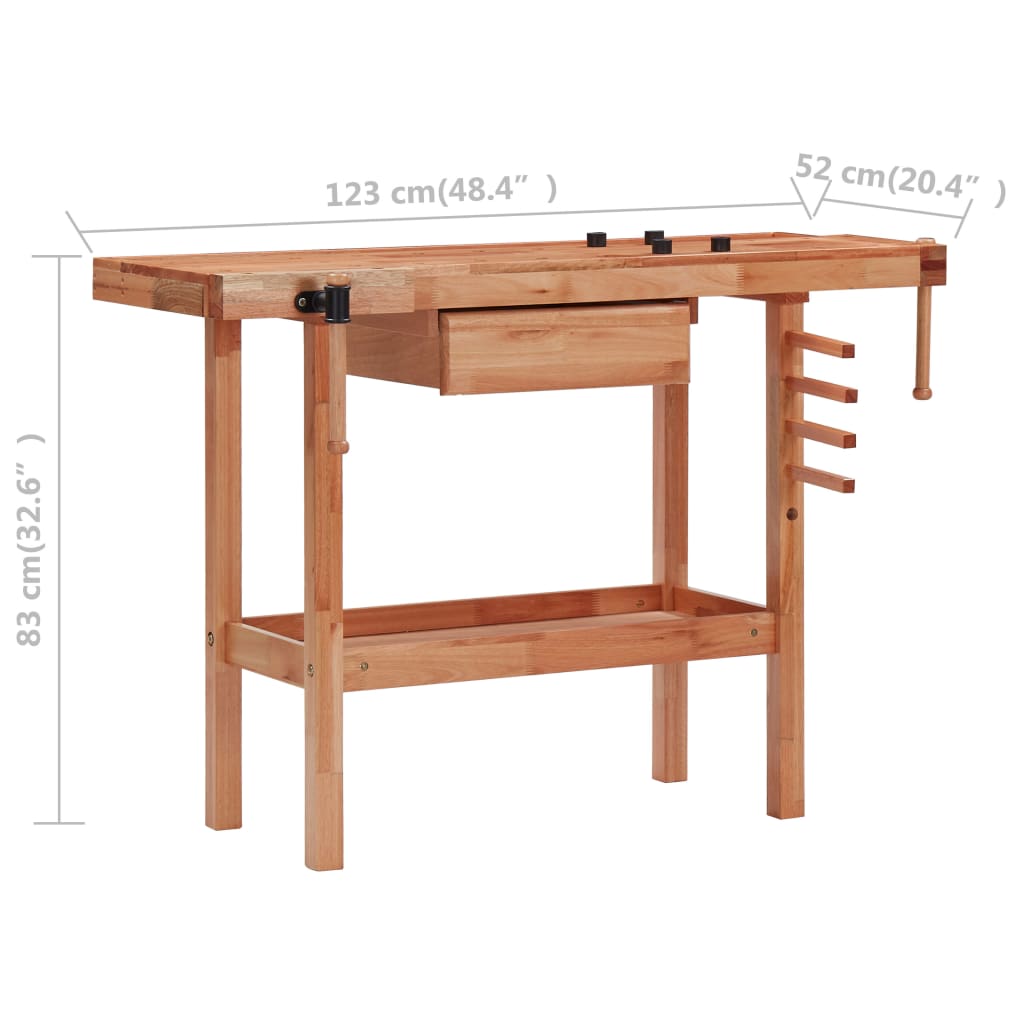 Carpentry Workbench With Drawer And 2 Vices Hardwood