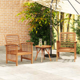 Garden Chairs 2 pcs Solid Acacia Wood - Side View