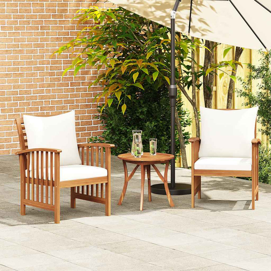 Garden Chairs with Cushions 2 pcs Solid Acacia Wood