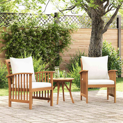 Garden Chairs with Cushions 2 pcs Solid Acacia Wood