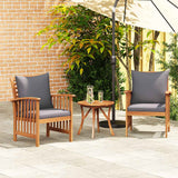 Garden Chairs with Cushions 2 pcs Solid Acacia Wood - Side View