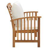 Garden Bench with Cushions 119 cm Solid Acacia Wood - Side View