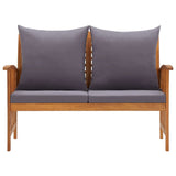 Garden Bench with Cushions 119 cm Solid Acacia Wood - Front View