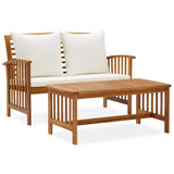 2 Piece Garden Lounge Set with Cushions Solid Acacia Wood