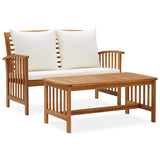 2 Piece Garden Lounge Set with Cushions Solid Acacia Wood