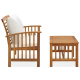2 Piece Garden Lounge Set with Cushions Solid Acacia Wood - Front View